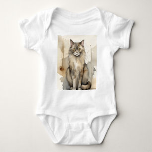 Maine Coon Watercolor Illustration T Shirt