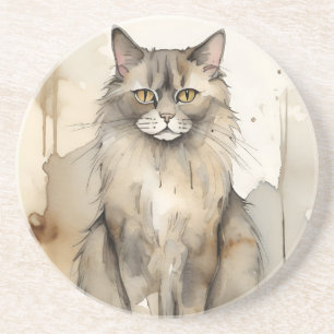 Maine Coon Watercolor Illustration Underlägg
