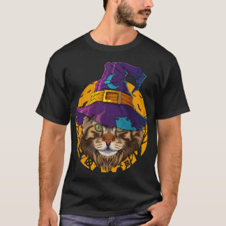 Maine Coon Witch Cat Funny Halloween Costume Creep T Shirt