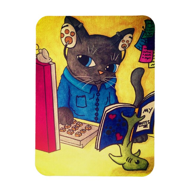 Maine Coon Writer Cat by Acrylic Cats Magnet (Vertikal)