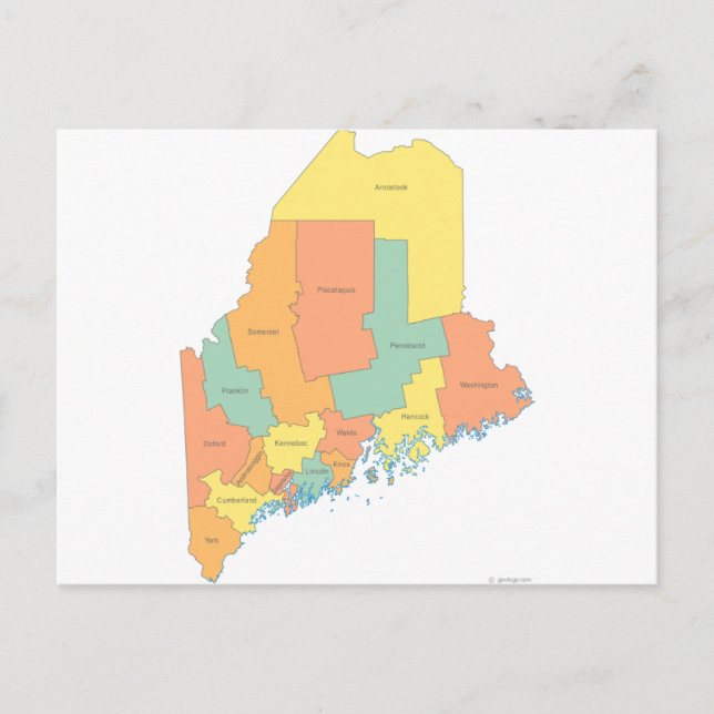 Maine County Karta Vykort (Framsida)