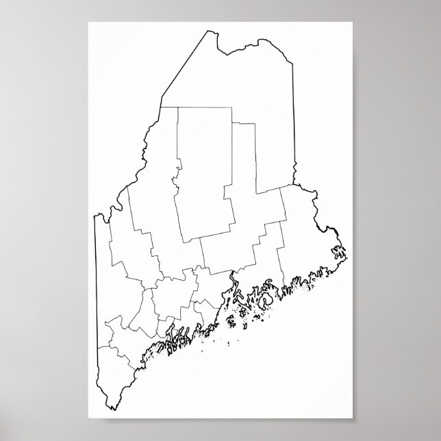 Maine Countys Blank Disline Karta Poster (Framsidan)