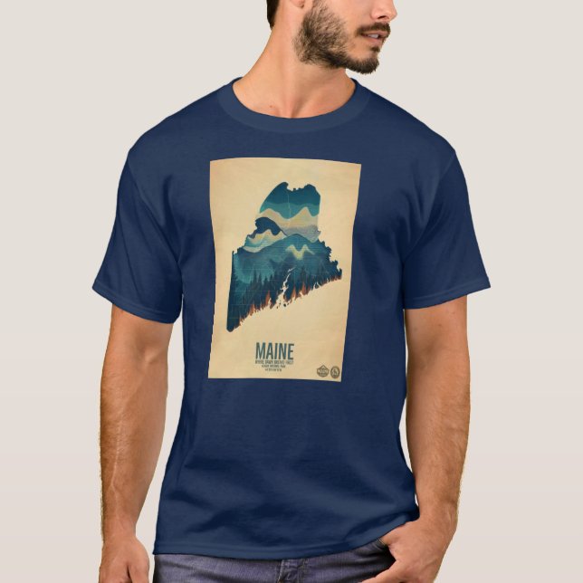 Maine Där Gryningen Bryter Först Affisch T Shirt (Framsida)
