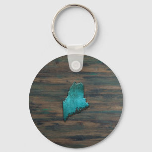 Maine Delstat Form Teal Nyckelring