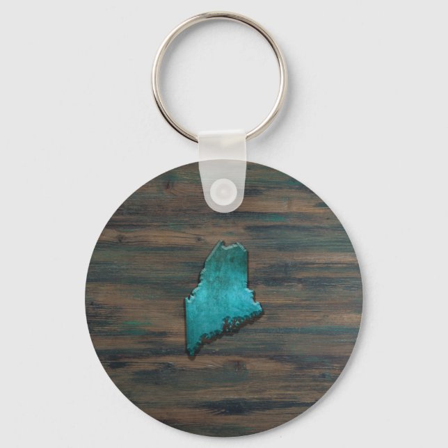 Maine Delstat Form Teal Nyckelring (Framsida)