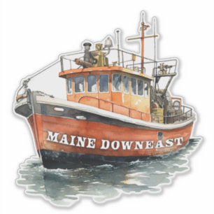 Maine Downeast Boat Fishing Klistermärken