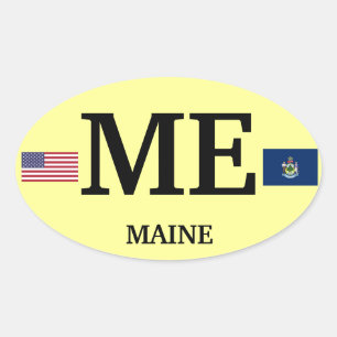Maine* Europea-stil Oval Sticker Ovalt Klistermärke