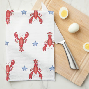 Maine Event Lobster Shack Preppy Seaside Coastal Kökshandduk