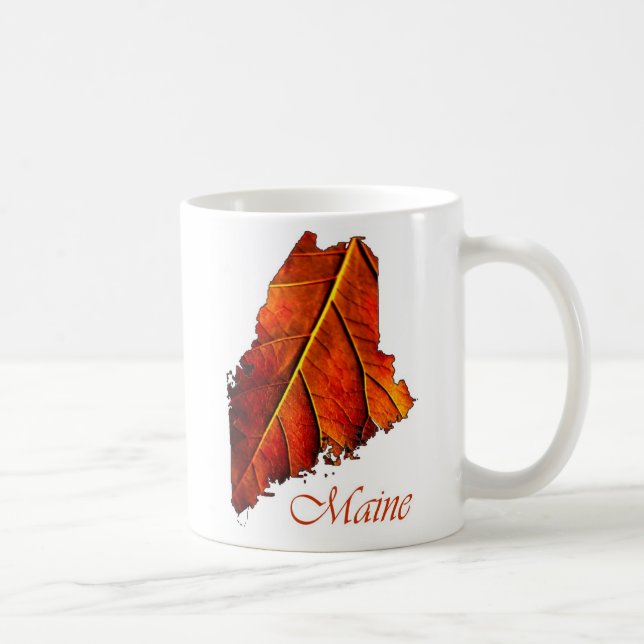 Maine Fall Foliage Orange Färgad Löv Kaffemugg (Höger)