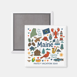 Maine Familjeutflykt Minnessaker Anpassade Magnet
