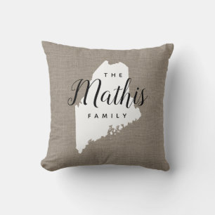 Maine Family Monogram State Dekorativ kudde