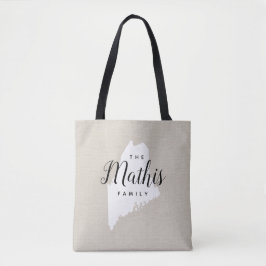 Maine Family Monogram State Tote Bag Tygkasse