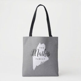 Maine Family Monogram State Tote Bag Tygkasse