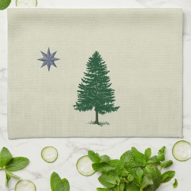 Maine flagga 1901 - vintagestilkök räcker kökshandduk (Vikta)