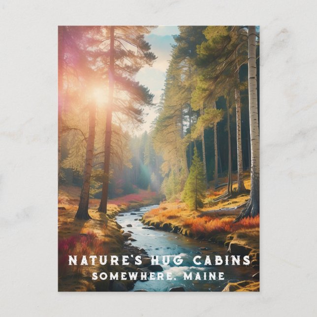 *~* Maine Forest Skogen Stream Vacation AP49 Vykort (Framsida)