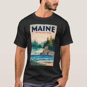 Maine fyr Konstnärlig illustration Resa Konst T Shirt