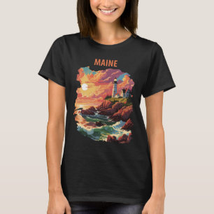 Maine fyr kust retro resor t shirt