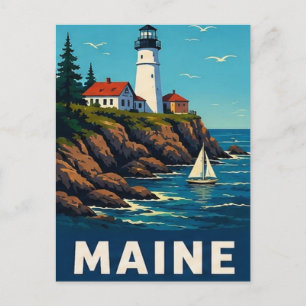 🌊 Maine Fyrtorn Hamn Escapade Vykort