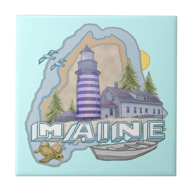 Maine Fyrtorn Kakelplatta (Framsidan)