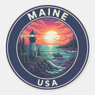 Maine Fyrtorn Resor Runt Klistermärke