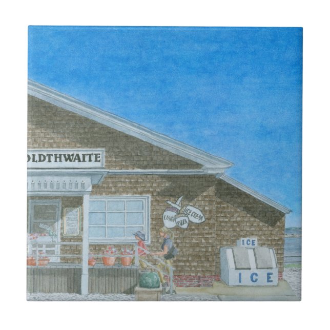 Maine General Store Akvarell Kakelplatta (Framsidan)