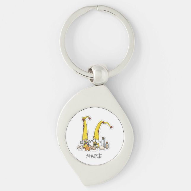 Maine Gnomes  Swirl Silverfärgad Nyckelring (Framsidan)