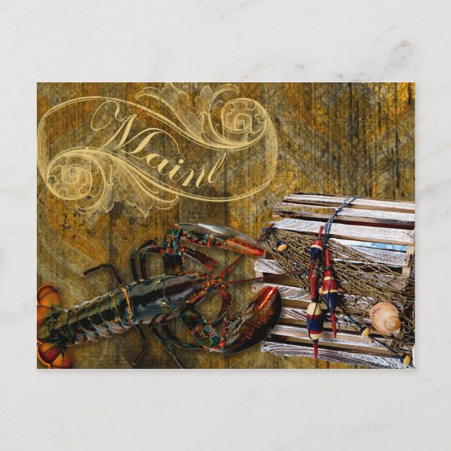 Maine grunge lobster vykort (Framsida)