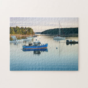 Maine harbor vid solnedgången pussel