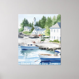 Maine Harbour New jersey Watercolor Art Canvastryck