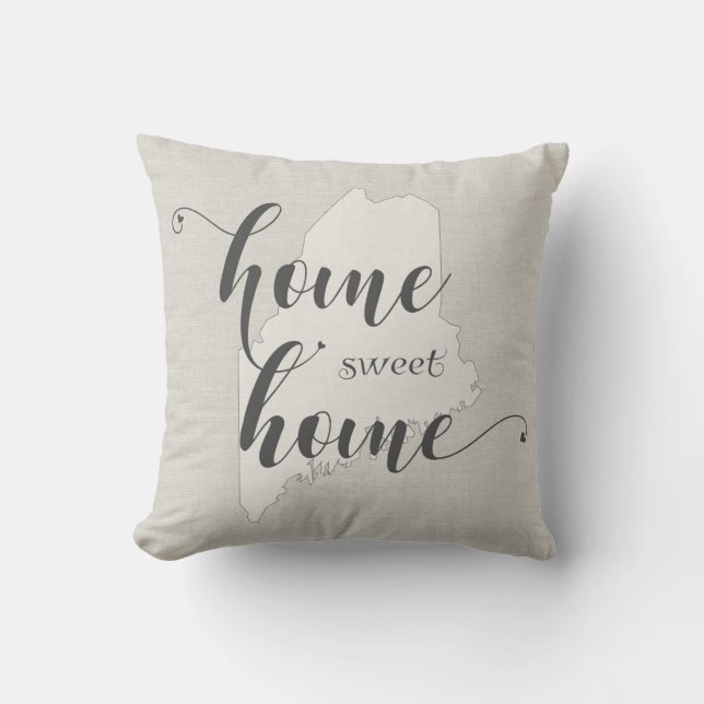 Maine - Home Sweet Home burlap-look Kudde (Framsida)