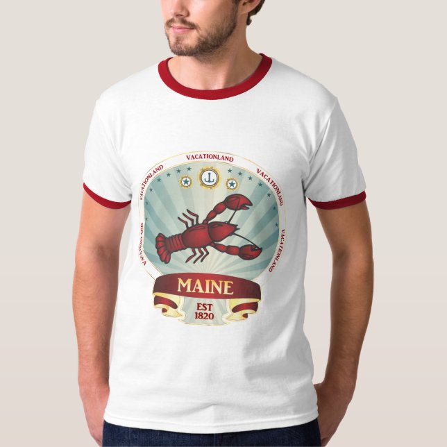 Maine hummervapensköld tee (Framsida)