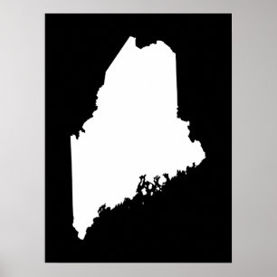 Maine i vitt och svart poster