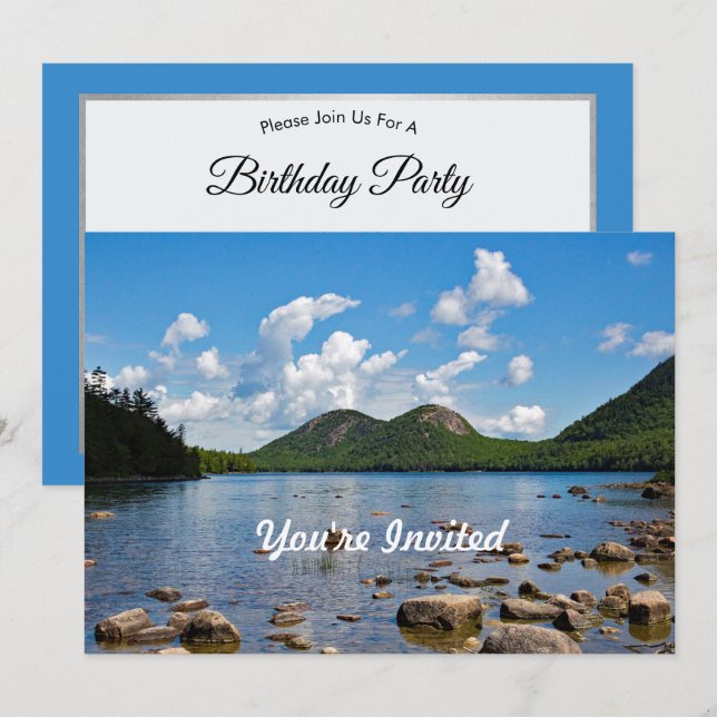 Maine Jordan Pond Photo Birthday Inbjudningar (Fram/baksida)