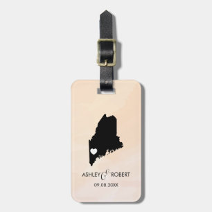 Maine Karta Bröllop Luggage Tag, parets Namn Bagagebricka