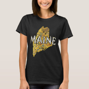 Maine Karta och Text T Shirt