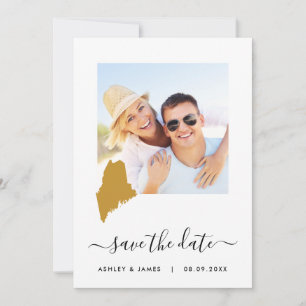 Maine Karta Photo Bröllop spara datum Card Datumet