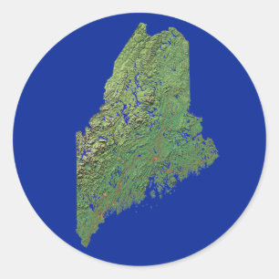 Maine Karta Sticker Runt Klistermärke