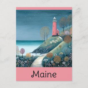 Maine Kusten fyr Watercolor Travel Vykort