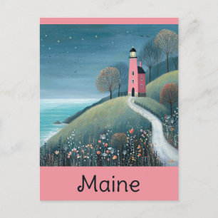Maine Kusten fyr Watercolor Travel Vykort