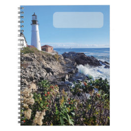 Maine Lighthouse Cover 80pg Spiral Journal Anteckningsbok