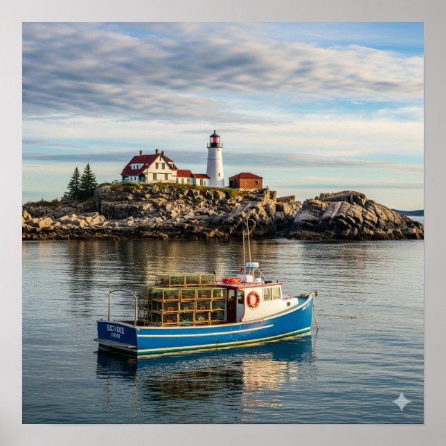 Maine Lighthouse Island Poster (Framsidan)