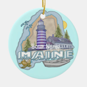 Maine Lighthouse Julgransprydnad Keramik