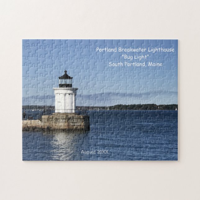 Maine Lighthouse Kryp Light S Portland besökt Pussel (Horisontell)