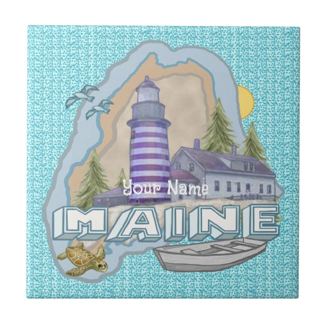 Maine Lighthouse Tile Kakelplatta (Framsidan)