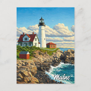 Maine Lighthouse Travel Vykort