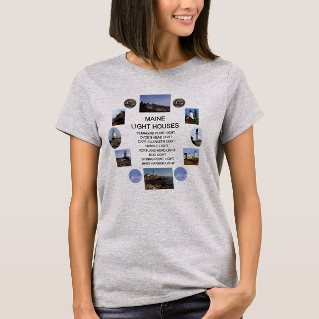 Maine Lighthouses  T Shirt (Framsida)