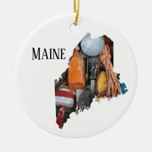 Maine Lobster Buoys Julgransprydnad Keramik