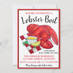 Maine Lobster Dinner Seafood Boil Picnic Clambake Inbjudningar