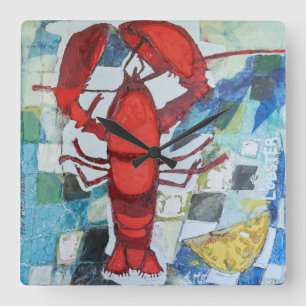 Maine Lobster Fyrkantig Klocka