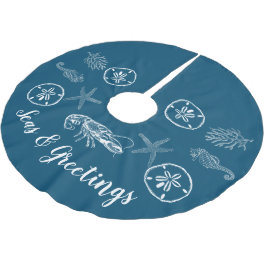 Maine Lobster och Snäcka Träd Skirt Julgransmatta Borstad Polyester